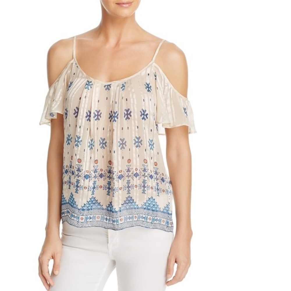 Joie | Adorlee Cold Shoulder Metallic Silk Blouse